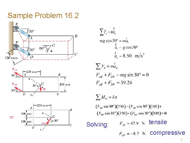 Sample Problem 16. 2 Solving: tensile compressive 7 