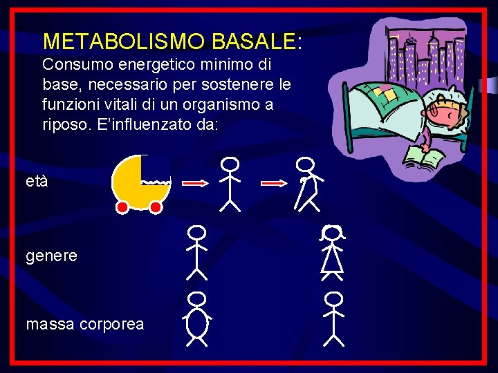 METABOLISMO BASALE: Consumo energetico minimo di base, necessario per sostenere le funzioni vitali di