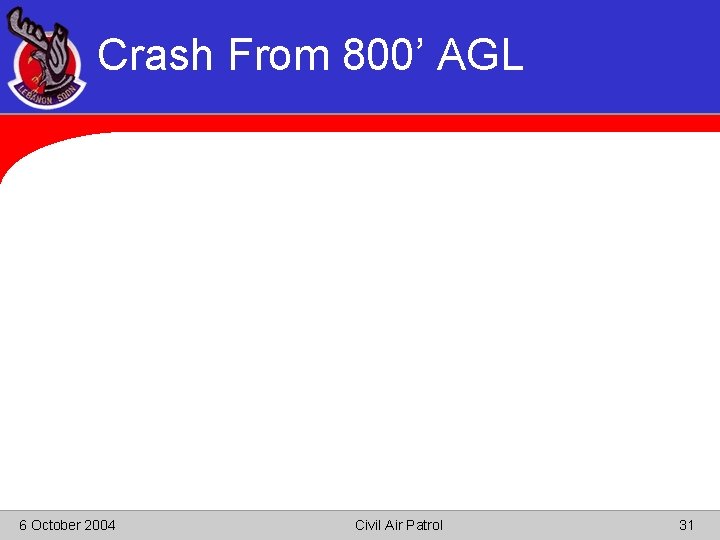 Crash From 800’ AGL 6 October 2004 Civil Air Patrol 31 