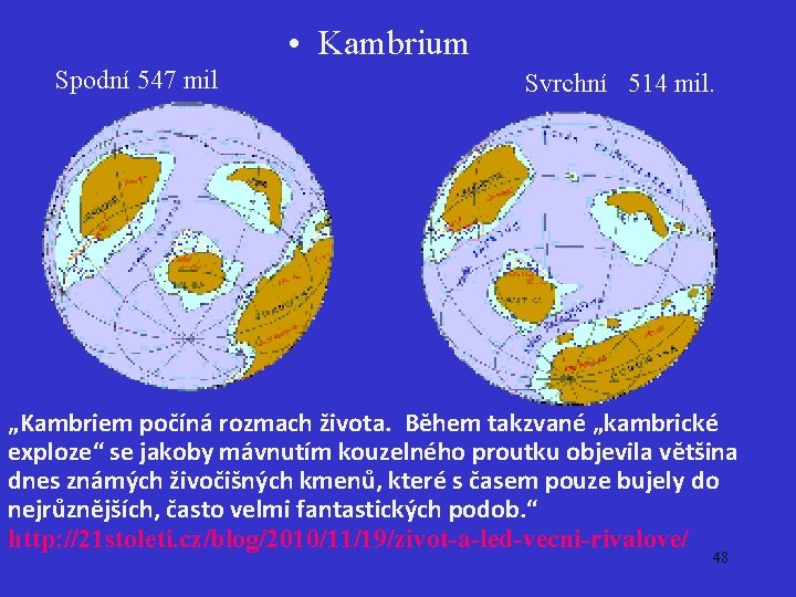  • Kambrium Spodní 547 mil Svrchní 514 mil. „Kambriem počíná rozmach života. Během