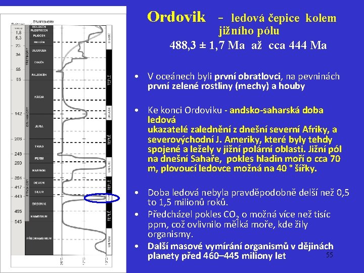 Ordovik - ledová čepice kolem jižního pólu 488, 3 ± 1, 7 Ma až