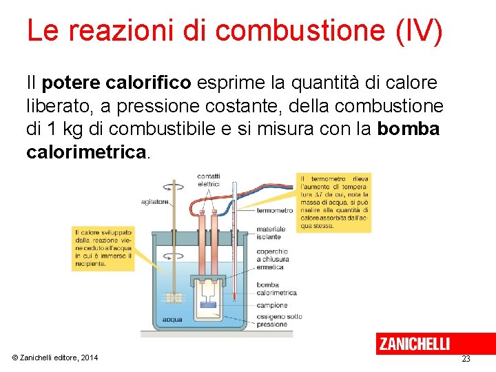 Le reazioni di combustione (IV) Il potere calorifico esprime la quantità di calore liberato,