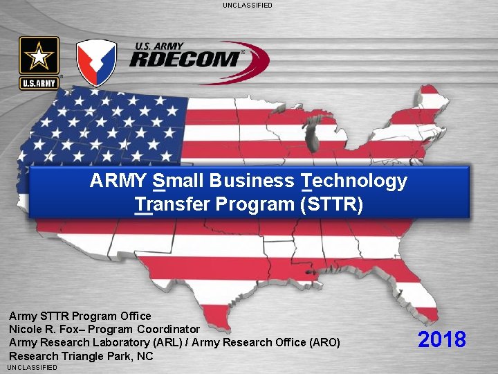 UNCLASSIFIED ARMY Small Business Technology Transfer Program (STTR) Army STTR Program Office Nicole R.