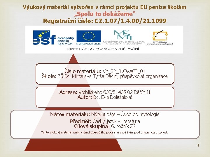 Výukový materiál vytvořen v rámci projektu EU peníze školám „Spolu to dokážeme“ Registrační číslo: Výukový materiál vytvořen v rámci projektu EU peníze školám „Spolu to dokážeme“ Registrační číslo: