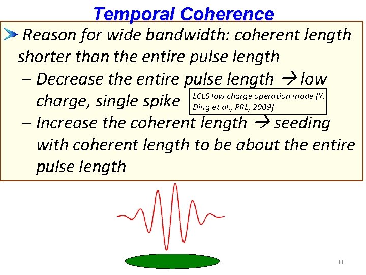 Temporal Coherence Reason for wide bandwidth: coherent length shorter than the entire pulse length