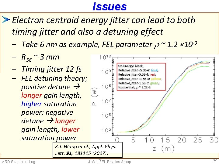 Issues Electron centroid energy jitter can lead to both timing jitter and also a