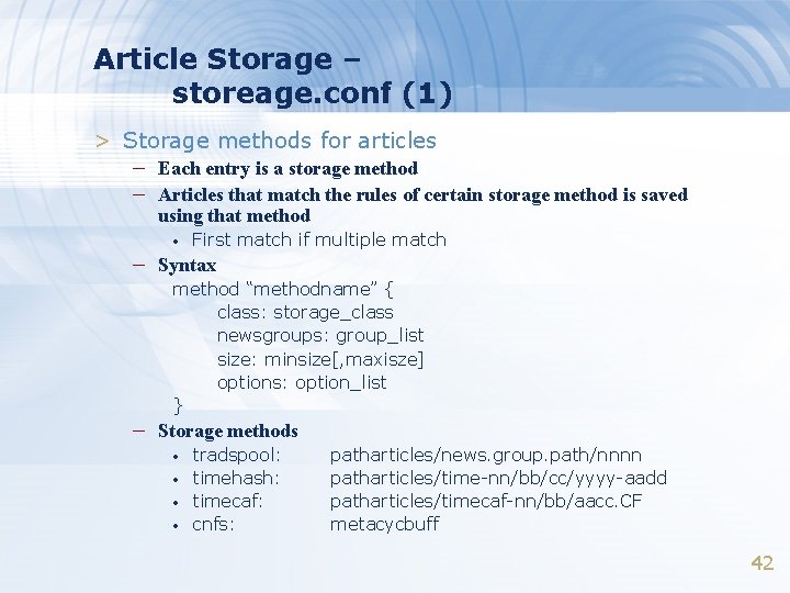 Article Storage – storeage. conf (1) > Storage methods for articles – Each entry