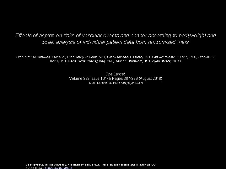 Effects of aspirin on risks of vascular events