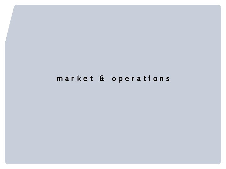 market & operations 