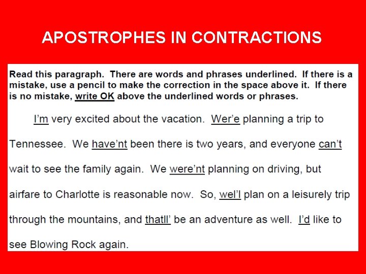APOSTROPHES IN CONTRACTIONS 