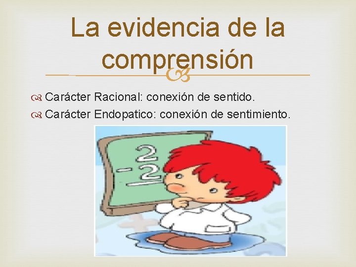 La evidencia de la comprensión Carácter Racional: conexión de sentido. Carácter Endopatico: conexión de