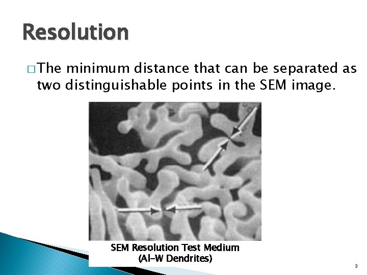 Resolution � The minimum distance that can be separated as two distinguishable points in