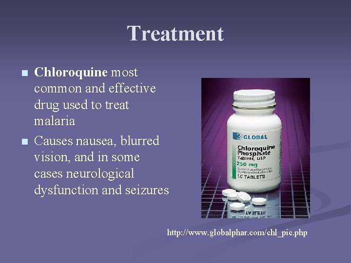 Treatment n n Chloroquine most common and effective drug used to treat malaria Causes Treatment n n Chloroquine most common and effective drug used to treat malaria Causes