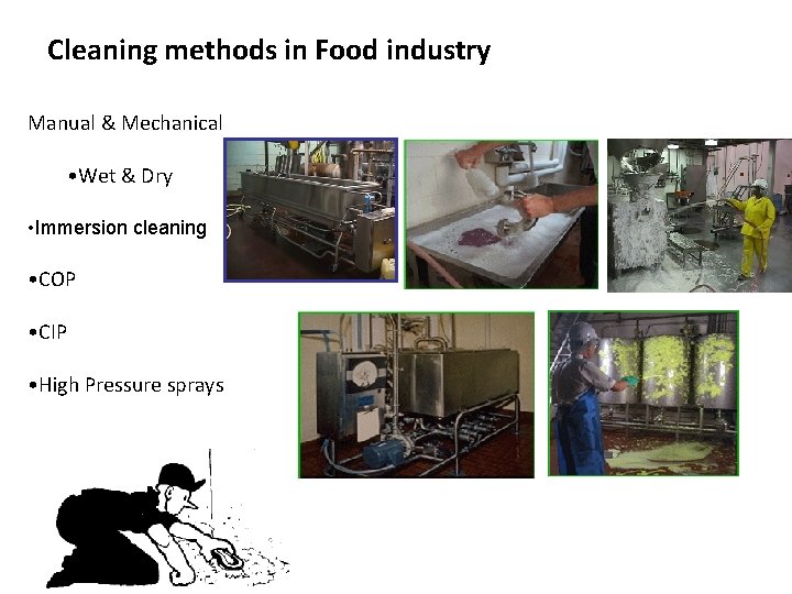 Cleaning methods in Food industry Manual & Mechanical • Wet & Dry • Immersion
