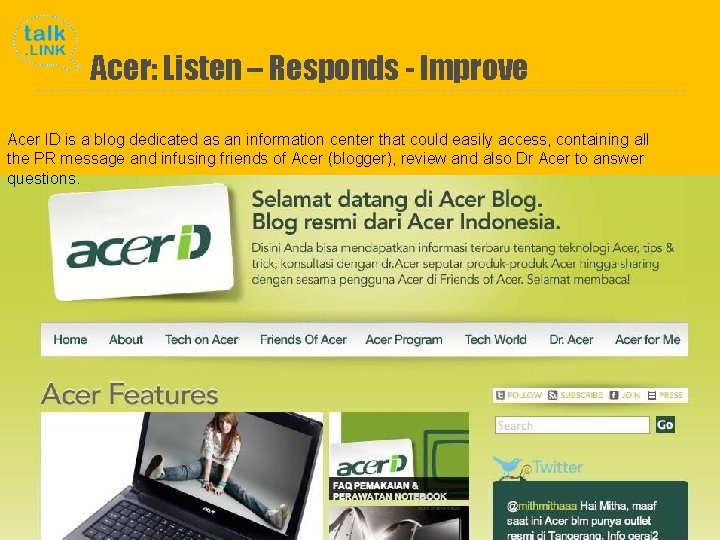Acer: Listen – Responds - Improve Acer ID is a blog dedicated as an