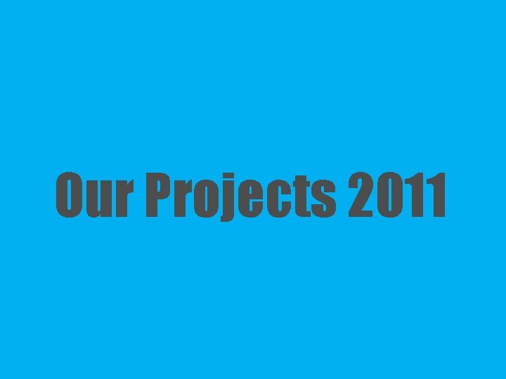 Our Projects 2011 