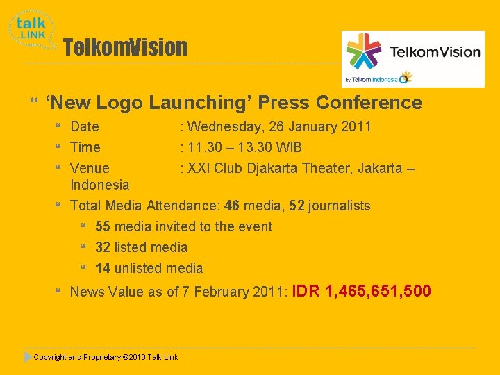 Telkom. Vision ‘New Logo Launching’ Press Conference Date Time : 11. 30 – 13.