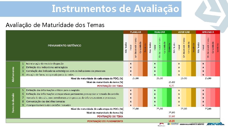 Instrumentos de Avaliação de Maturidade dos Temas 