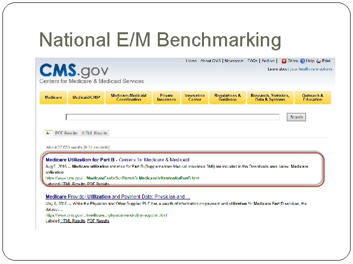 National E/M Benchmarking National E/M Benchmarking