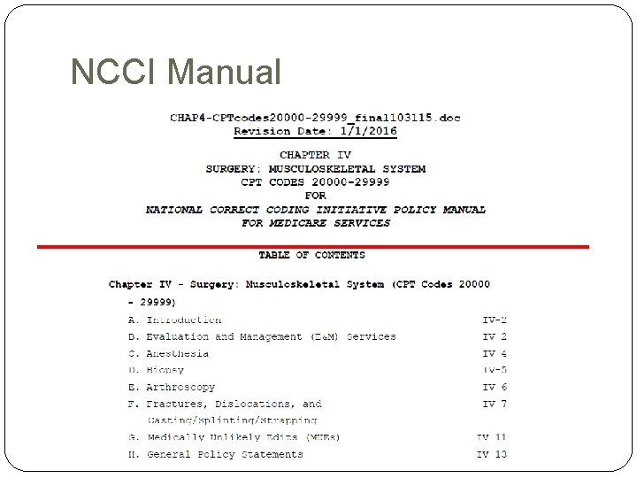 NCCI Manual NCCI Manual