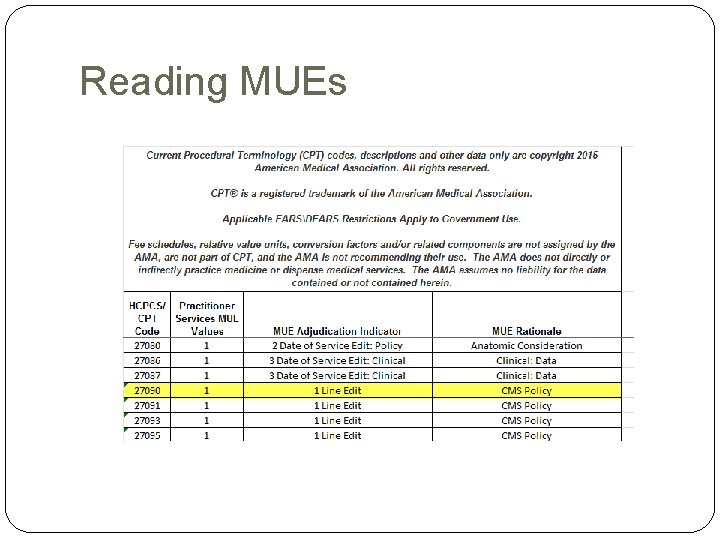 Reading MUEs Reading MUEs
