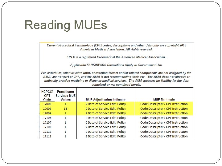 Reading MUEs Reading MUEs