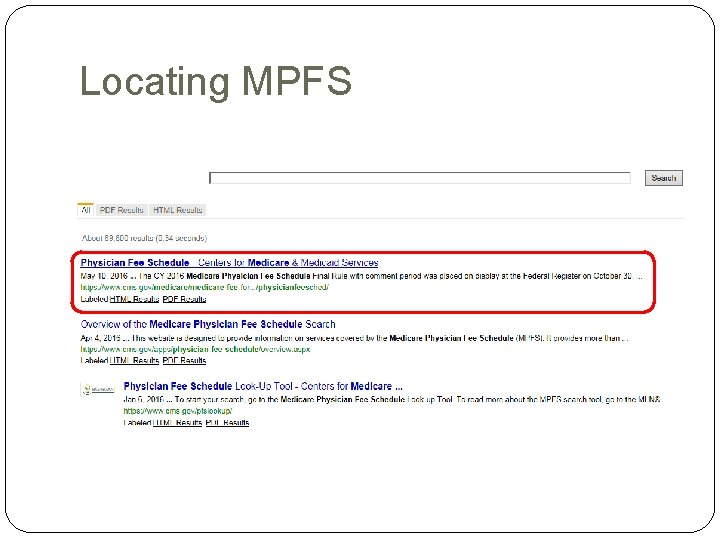 Locating MPFS Locating MPFS