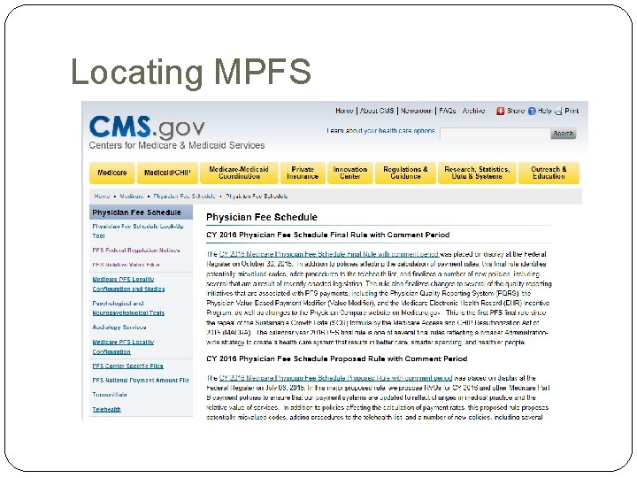 Locating MPFS Locating MPFS