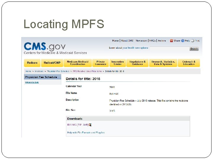 Locating MPFS Locating MPFS