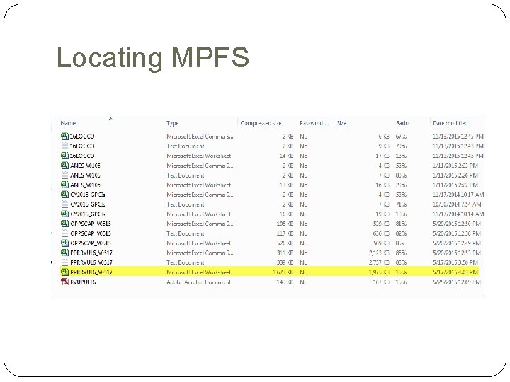 Locating MPFS Locating MPFS