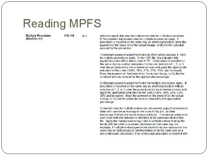 Reading MPFS Reading MPFS