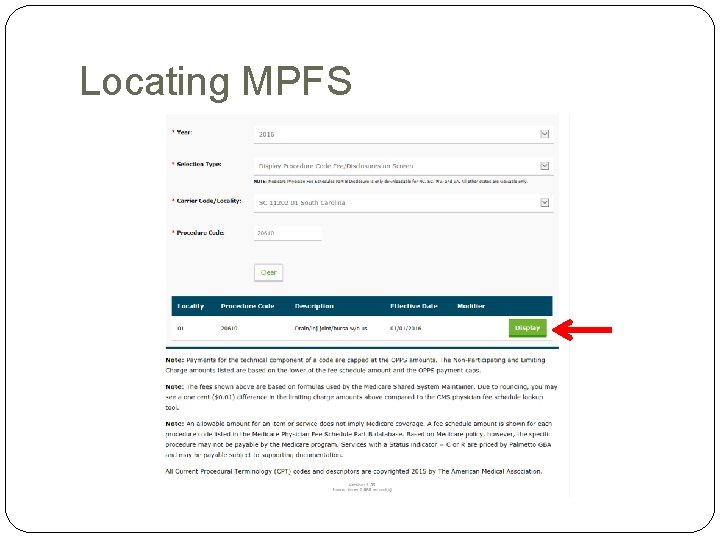 Locating MPFS Locating MPFS