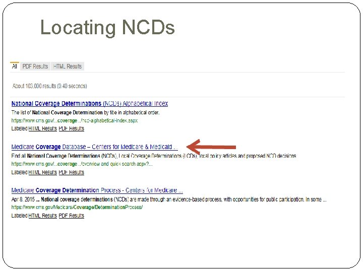 Locating NCDs Locating NCDs