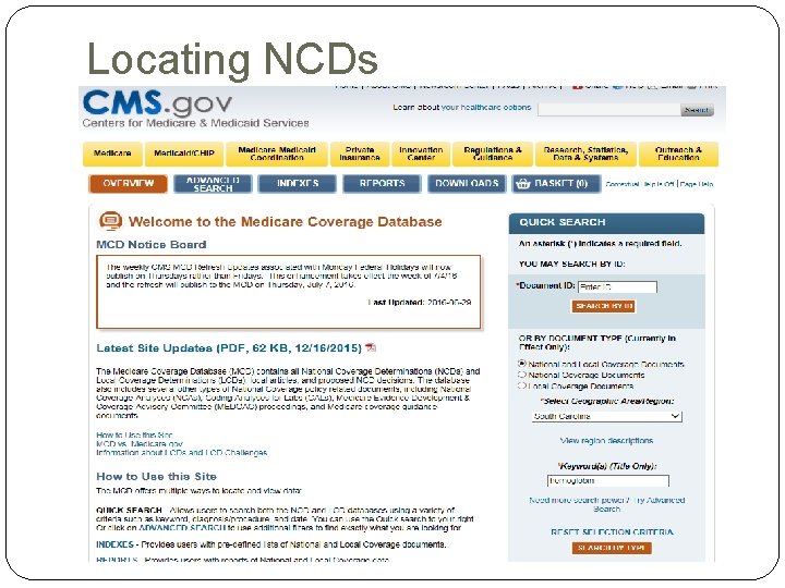 Locating NCDs Locating NCDs