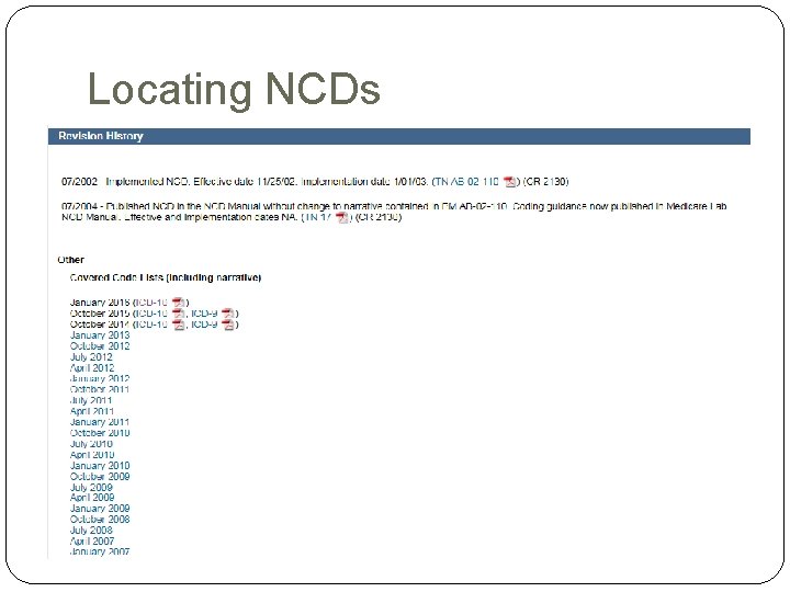 Locating NCDs Locating NCDs
