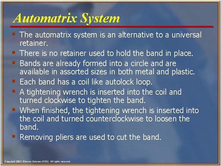 Automatrix System § The automatrix system is an alternative to a universal § §