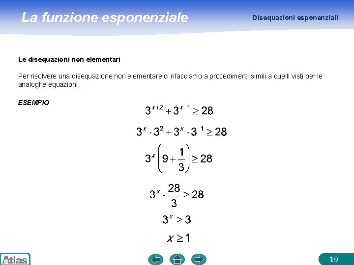 La funzione esponenziale Disequazioni esponenziali Le disequazioni non elementari Per risolvere una disequazione non