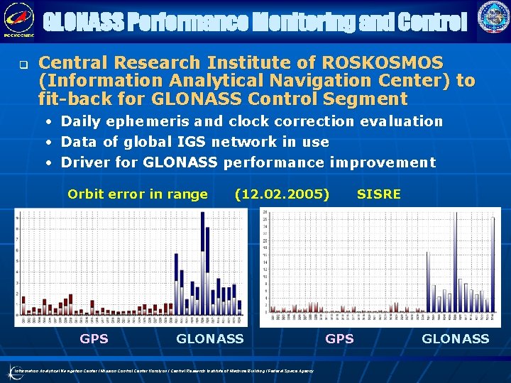 GLONASS Performance Monitoring and Control q Central Research Institute of ROSKOSMOS (Information Analytical Navigation