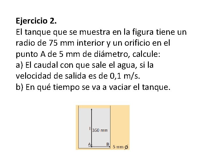 Ejercicio 2. El tanque se muestra en la figura tiene un radio de 75