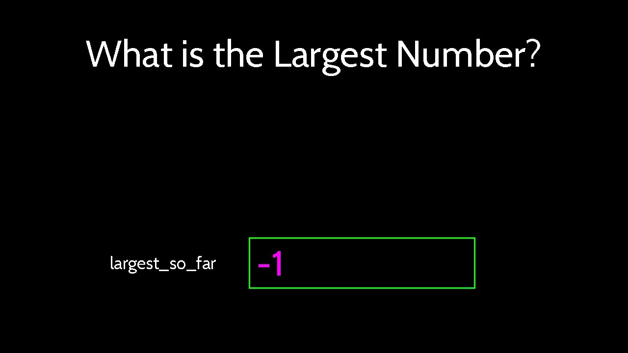 What is the Largest Number? largest_so_far -1 