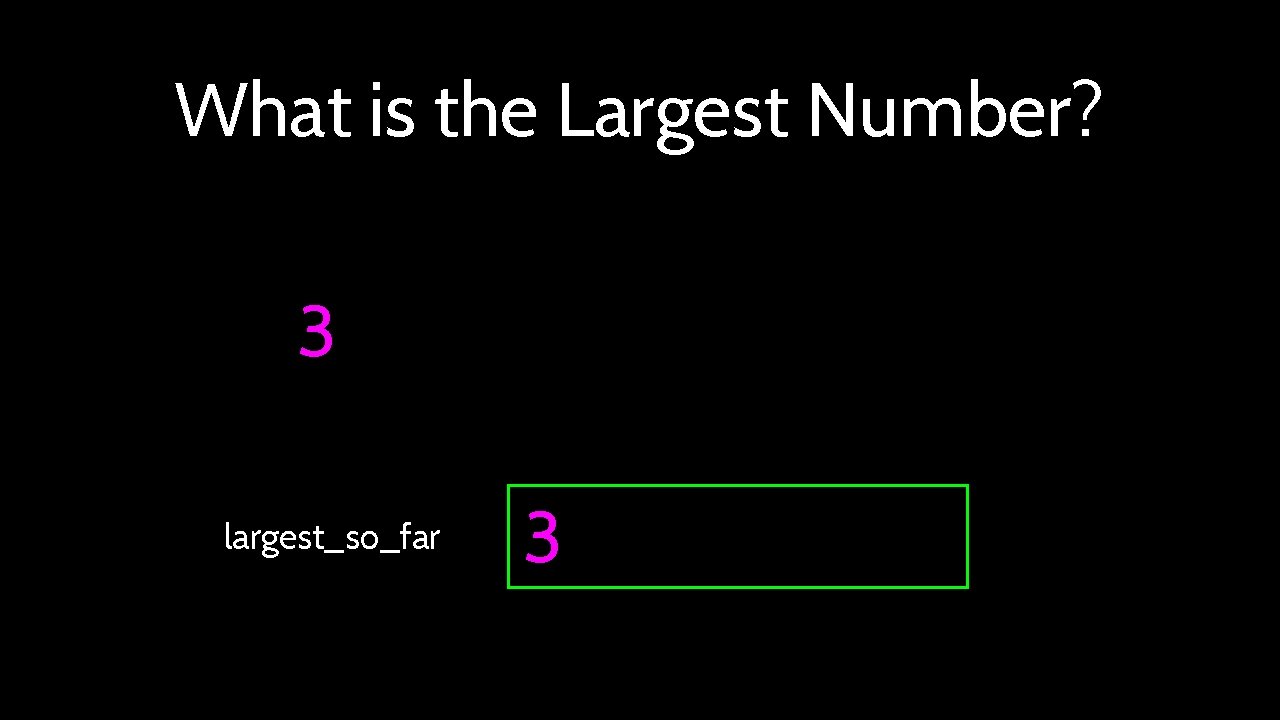 What is the Largest Number? 3 largest_so_far 3 