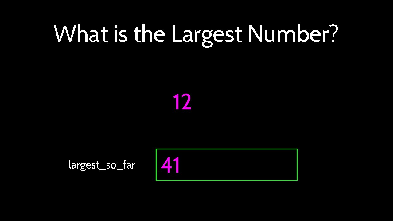What is the Largest Number? 12 largest_so_far 41 