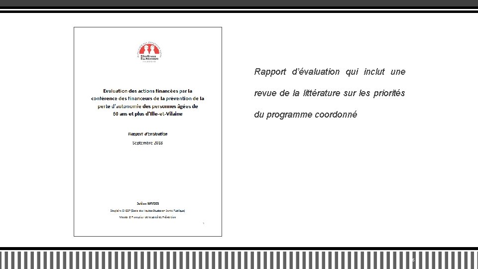 Rapport d’évaluation qui inclut une revue de la littérature sur les priorités du programme