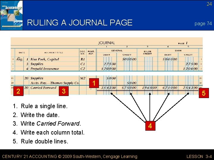 24 RULING A JOURNAL PAGE 2 1. 2. 3. 4. 5. 3 page 74