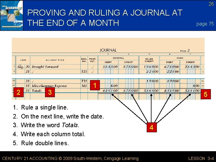 26 PROVING AND RULING A JOURNAL AT THE END OF A MONTH 2 1.