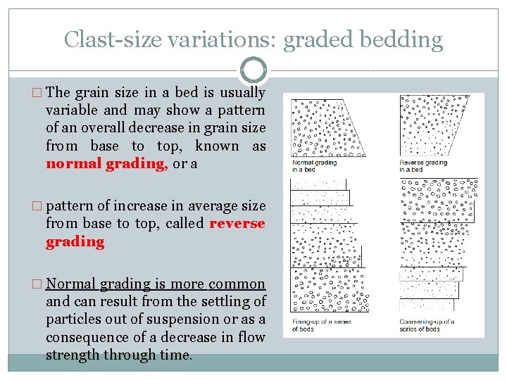 Clast-size variations: graded bedding � The grain size in a bed is usually variable