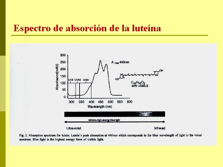 Espectro de absorción de la luteína 