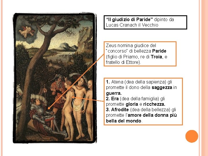 “Il giudizio di Paride" dipinto da Lucas Cranach il Vecchio Zeus nomina giudice del