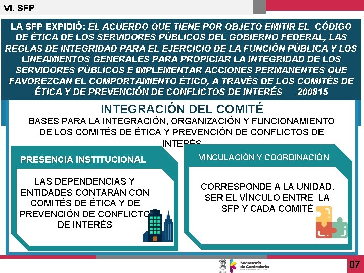 VI. SFP LA SFP EXPIDIÓ: EL ACUERDO QUE TIENE POR OBJETO EMITIR EL CÓDIGO