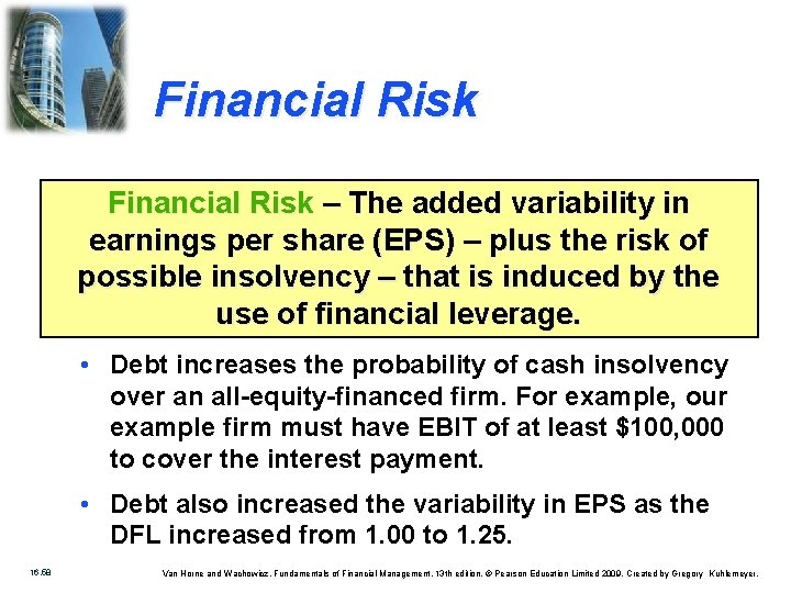 Financial Risk – The added variability in earnings per share (EPS) – plus the